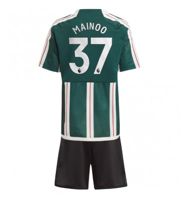 Manchester United Kobbie Mainoo #37 Segunda Equipación Niños 2023-24 Manga Corta (+ Pantalones cortos)